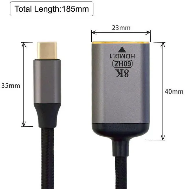 Alt view image 4 of 7 - USB4 USB-C Type-C Source to Female HDMI 2.0 Cable Display 8K 60HZ UHD 4K HDMI Male Monitor