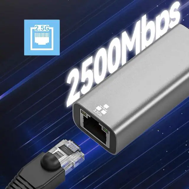 Alt view image 7 of 7 - RJ45 2.5Gbps 2500Mbps to Type-A USB3.0 GBE 1000Mbps Gigabit Ethernet Network LAN Cable Adapter for Desktop Motherboard