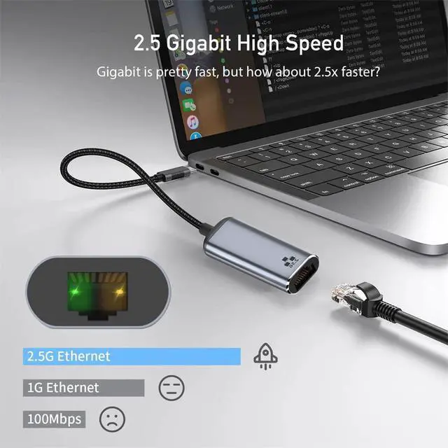 Alt view image 7 of 7 - USB-C USB3.1 Type-C to 2.5Gbps 2500Mbps GBE Gigabit Ethernet Network LAN Cable Adapter for Laptop