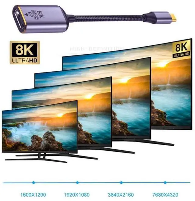 Alt view image 5 of 7 - USB4 Type-C USB-C Source to Displayport DP Female Cable Display 8K 60HZ UHD 4K Monitor Displays