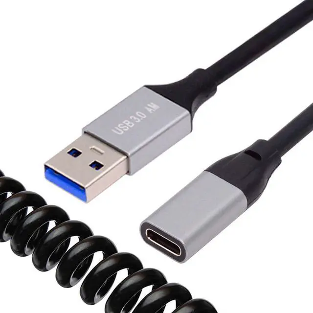 Main image of 5Gbps USB3.0 Type-A Male to USB-C Female OTG Stretch Coiled Cable Extension for Disk Phone Camera Data 100cm