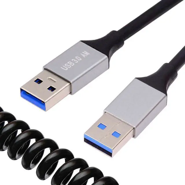 Main image of 5Gbps USB 3.0 Type-A Male to USB3.0 A Male OTG Stretch Coiled Cable Extension for Disk Phone Camera Data 100cm