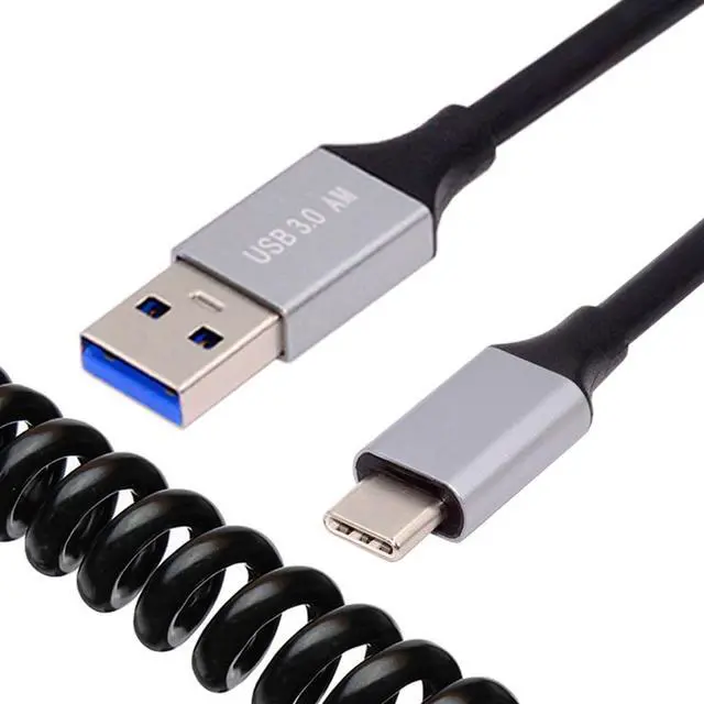Main image of 5Gbps USB3.0 Type-A Male to USB-C Male OTG Stretch Coiled Cable Extension for Disk Phone Camera Data 100cm