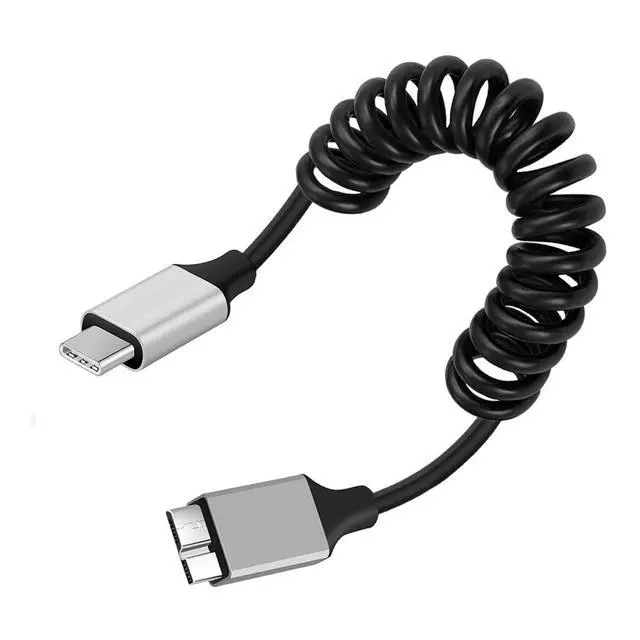 Alt view image 2 of 7 - 5Gbps Type-C USB-C Host to Micro-USB3.0 Male OTG Stretch Coiled Cable Extension for Disk Phone Camera Data 100cm