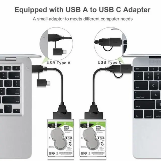Alt view image 4 of 7 - Type C USB 3.0 Male to SATA 22 Pin 2.5" Hard Disk Driver SSD Adapter Cable for Laptop