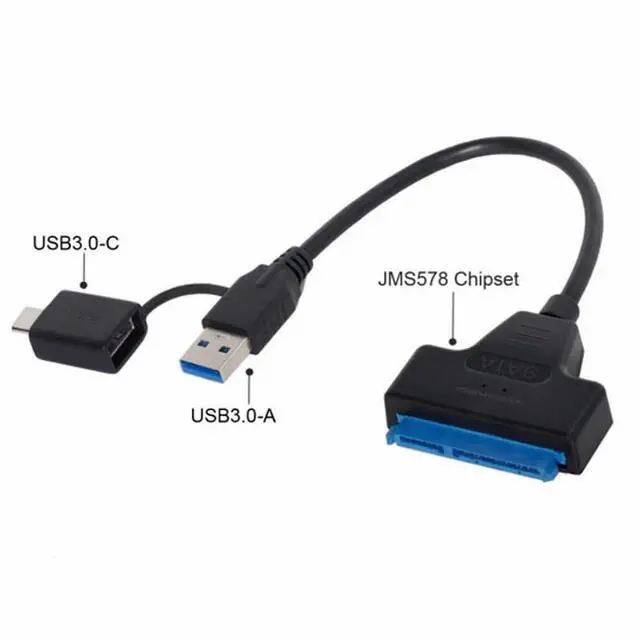 Alt view image 6 of 7 - Type C USB 3.0 Male to SATA 22 Pin 2.5" Hard Disk Driver SSD Adapter Cable for Laptop