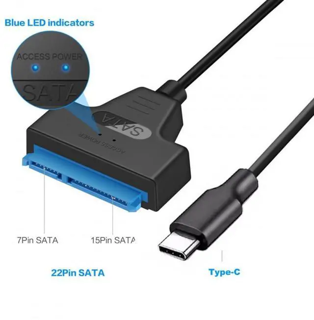 Alt view image 4 of 7 - Type C USB 3.1 Male to SATA 22 Pin 2.5" Hard Disk Driver SSD Adapter Cable for Laptop