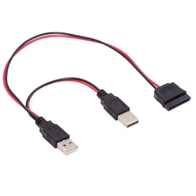 Alt view image 7 of 7 - Dual USB 2.0 DC 5V to SATA 15Pin Power Cable for 2.5 inch SATA HDD SSD Disk Driver 5V 2A Max