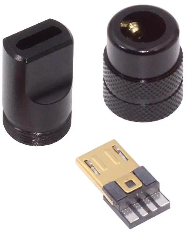 Main image of 5Pin Micro USB2.0 Male Plug Solder Type Connector with Aluminum Alloy Shell Black Customization for 4.0mm~6.0mm Cable