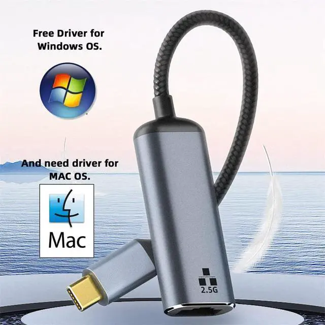 Alt view image 6 of 7 - USB-C USB3.1 Type-C to 2.5Gbps 2500Mbps GBE Gigabit Ethernet Network LAN Cable Adapter for Laptop