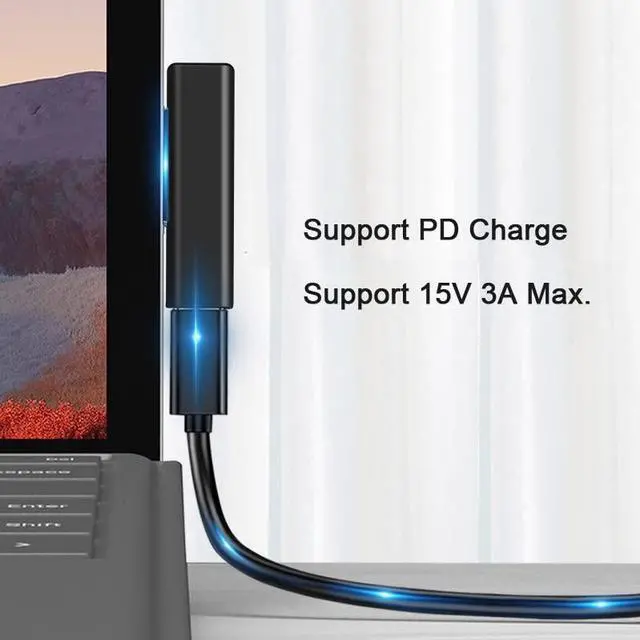 Alt view image 4 of 7 - DC 15V Type-C USB-C Female to Surface Pro7 Pro6 Pro5 Pro4 Pro X Go Book Charge Adapter