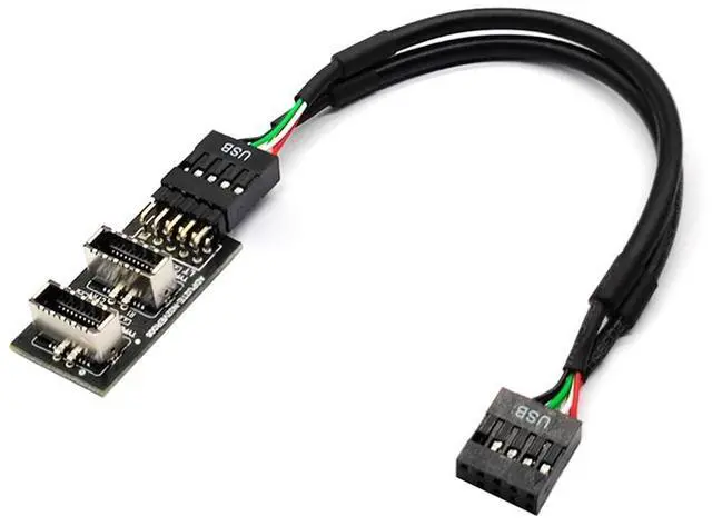 Alt view image 7 of 7 - Dual USB 3.1 Front Panel IDC Socket Key-A Type-E to USB 2.0 9Pin 10Pin Mainboard Header Male Cable Extension Adapter 20cm