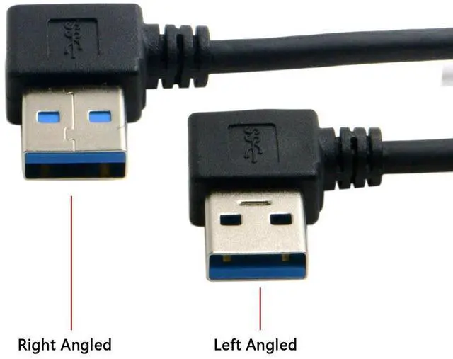 Alt view image 3 of 6 - USB 3.0 Type A Male 90 Degree Left Angled to USB 3.0 A Type Right Angled Extension Cable