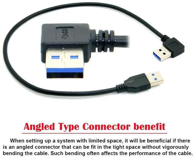 Alt view image 3 of 7 - 5Gbps Data Cable 90 Degree Right Angled USB 3.0 Type-A Male to Straight 3.0 Type-A Male 40cm
