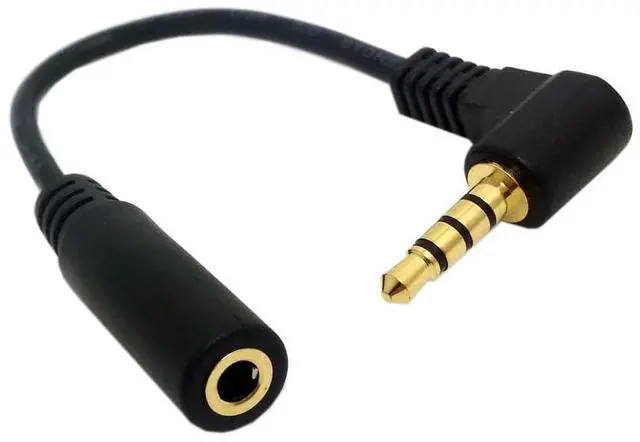 Alt view image 2 of 7 - 3.5mm 4 Poles Audio Stereo Male to Female Extension Cable 10cm Black 90 Degree Right Angled