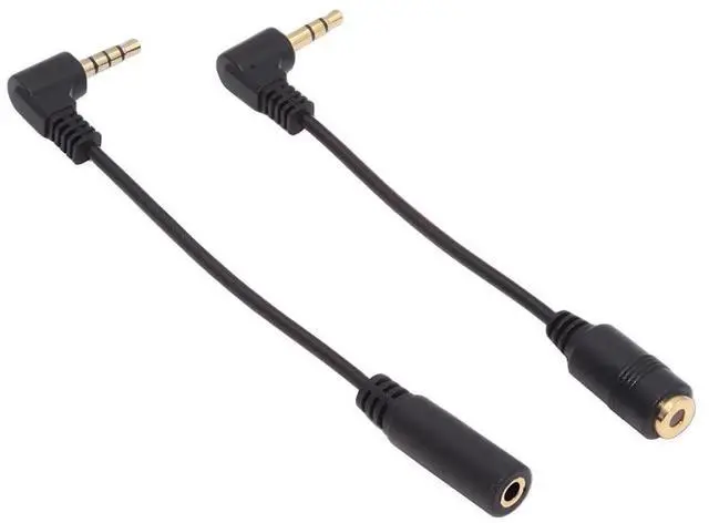 Alt view image 2 of 3 - 2pcs/Set 3.5mm Male to Female 3Poles & 4Poles Audio Stereo 90 Degree Right Angled Extension Cable