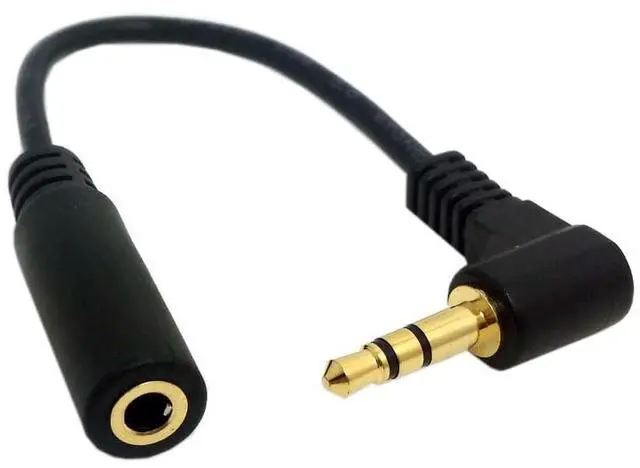 Alt view image 3 of 7 - 3.5mm 3 Poles Audio Stereo Male to Female Extension Cable 10cm Black 90 Degree Right Angled
