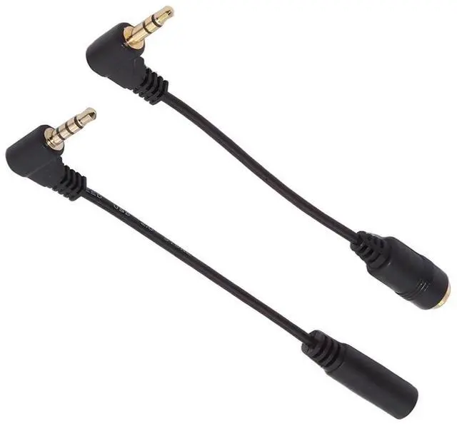 Main image of 2pcs/Set 3.5mm Male to Female 3Poles & 4Poles Audio Stereo 90 Degree Right Angled Extension Cable