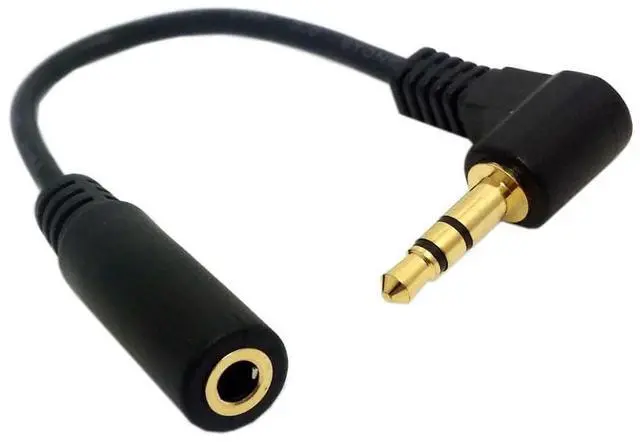 Main image of 3.5mm 3 Poles Audio Stereo Male to Female Extension Cable 10cm Black 90 Degree Right Angled