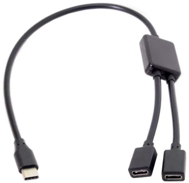 Alt view image 6 of 7 - 30cm Type-C to Dual Ports USB-C Female Hub Cable for Laptop PC & Mouse & Flash Disk