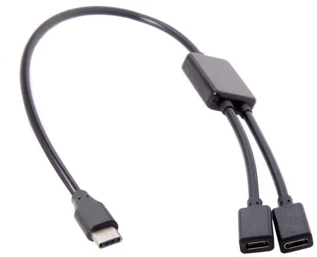 Alt view image 7 of 7 - 30cm Type-C to Dual Ports USB-C Female Hub Cable for Laptop PC & Mouse & Flash Disk