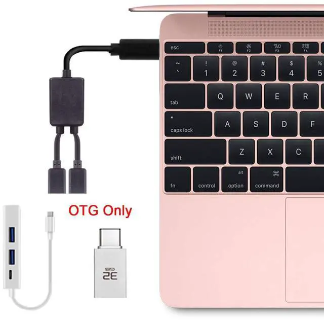 Alt view image 5 of 7 - 30cm Type-C to Dual Ports USB-C Female Hub Cable for Laptop PC & Mouse & Flash Disk