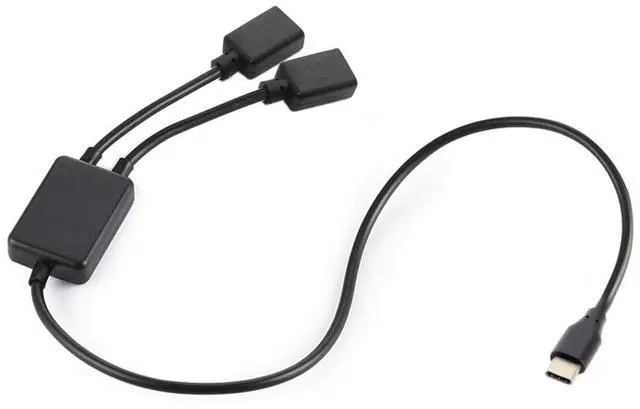 Alt view image 2 of 7 - 30cm Type-C to Dual Ports USB-C Female Hub Cable for Laptop PC & Mouse & Flash Disk