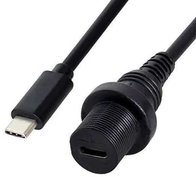 Alt view image 2 of 6 - Waterproof USB-C Type-C USB 3.1 Extension Flush Car Mount Extension Cable for Dashboard Panel