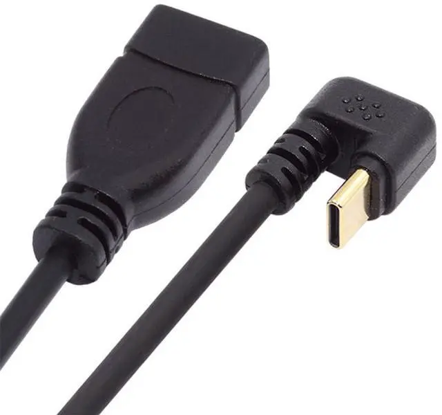 Main image of 10Gbps USB-C USB 3.1 Type-C Male to USB 3.0-A Female OTG Data Power Opposite U Shape Back Angled Cable 30cm