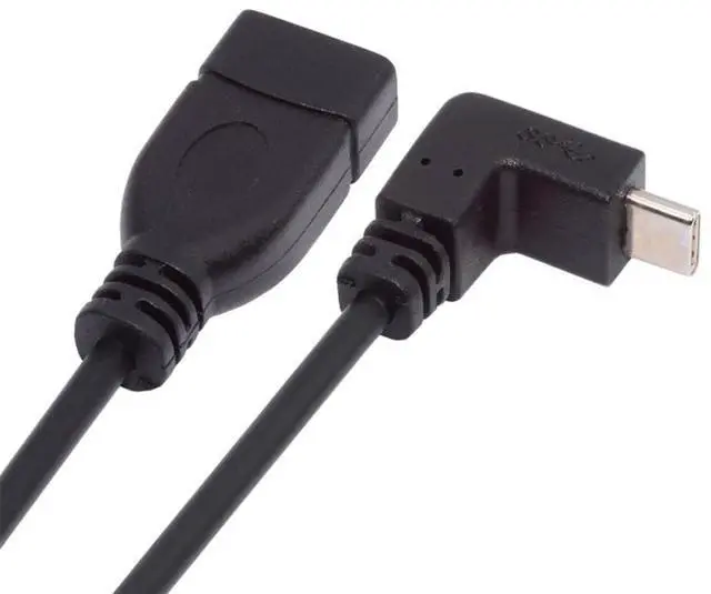 Main image of 10Gbps USB-C USB 3.1 Type-C Male to USB 3.0-A Female OTG Data Power Up Down 90 Degree Angled Cable 20cm