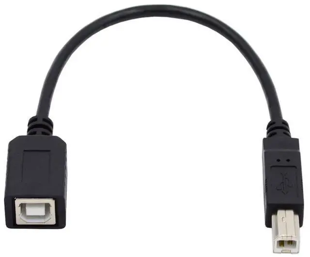 Main image of Type B Male USB 2.0 to Female Extension Cable Black for Printer Scanner Disk 20cm