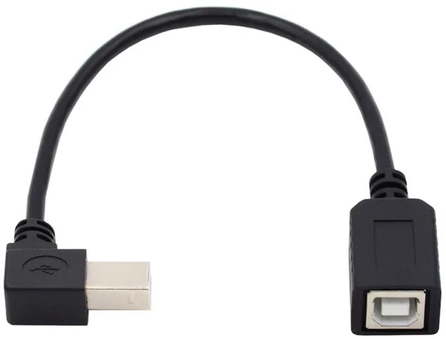 Main image of Type B Male to Female USB 2.0 Extension Cable 90 Degree Left Angled for Printer Scanner Disk 20cm