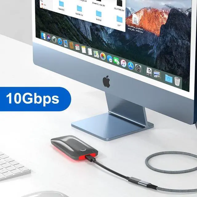 Alt view image 4 of 7 - USB-C USB 3.1 Type-C Male to Female Extension Data Cable 10Gbps 100W with Sleeve for Laptop Phone 20CM