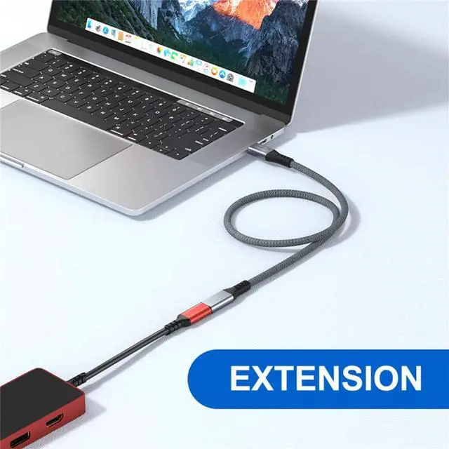 Alt view image 5 of 7 - USB-C USB 3.1 Type-C Male to Female Extension Data Cable 10Gbps 100W with Sleeve for Laptop Phone 50CM