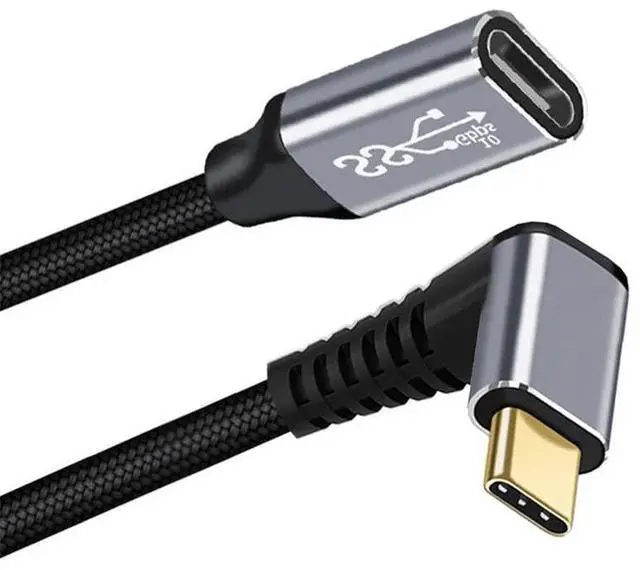 Main image of USB-C USB 3.1 Type C Male Up Down Angled to Female Extension Data Cable 10Gbps 100W with Sleeve for Laptop 20CM