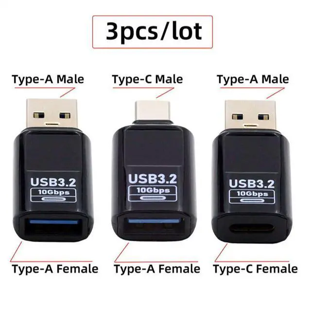 Alt view image 3 of 7 - 3pcs/lot 10Gbps USB-C Monitoring Display Smart LED Display Type-C USB-C to USB3.2 Type-A Adapter Data Current Voltage Fast Charging Tester Detector