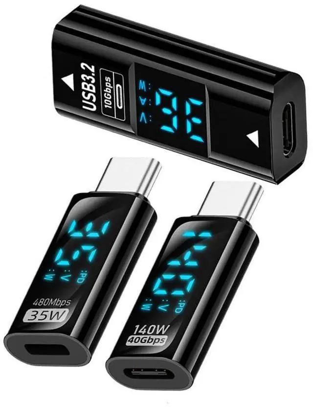 Main image of 3pcs/lot 10Gbps USB-C Type-C Smart LED Display Female to USB Type-A 8P Adapter Data Current Voltage Fast Charging Monitoring Display Tester Detector
