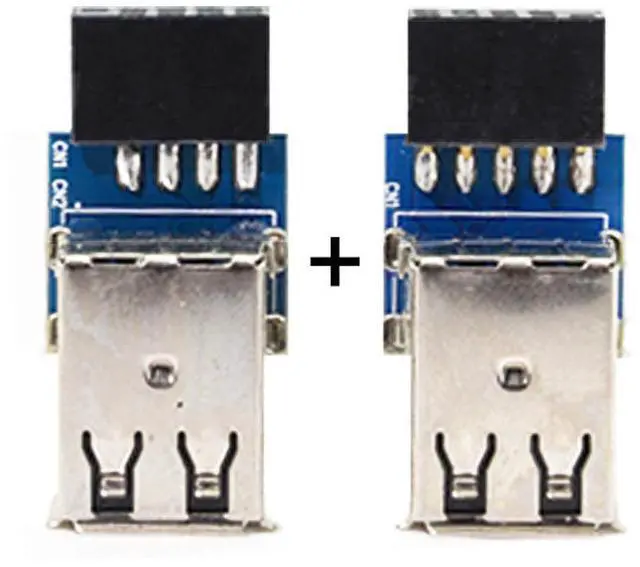 Alt view image 4 of 5 - 2pcs 9Pin/10Pin Motherboard Female Header to Dual USB 2.0 Female Adapter Vertical Type