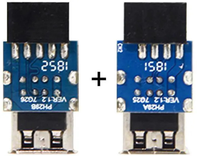 Alt view image 3 of 5 - 2pcs 9Pin/10Pin Motherboard Female Header to Dual USB 2.0 Female Adapter Vertical Type