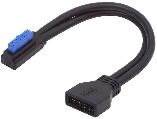 Main image of 5Gbps USB 3.0 20Pin 19Pin Male Low Profile Right Angled to Female Extension Cable 90 Degree for Motherboard