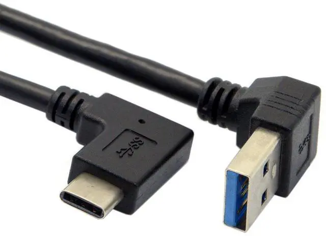 Main image of Reversible USB 3.1 USB-C Angled to 90 Degree Down Angled A Male Data Cable for Tablet Mobile Phone (30cm)