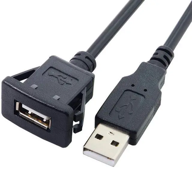 Alt view image 2 of 7 - 1m Waterproof Single USB 2.0 Extension Latch Mount Car AUX Cable for Dashboard Panel