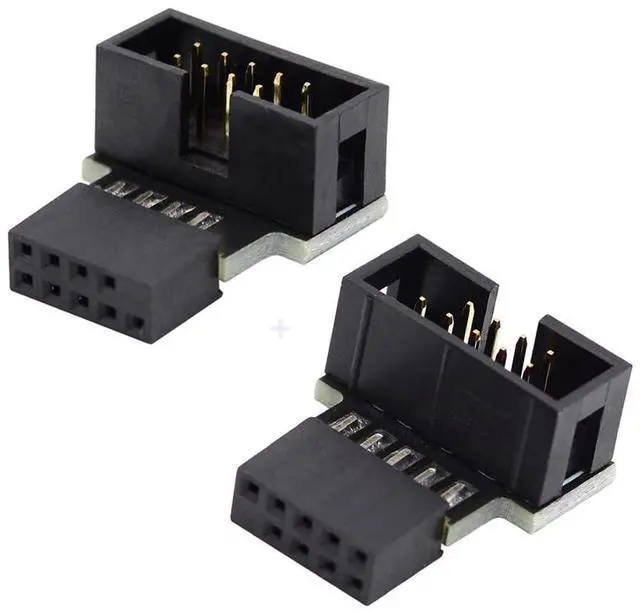 Main image of 1set USB 2.0 10Pin 9Pin Header Extension Male to Female Down & Up 90 Degree Angled Adapter for Motherboard