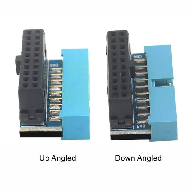 Alt view image 3 of 7 - 1set USB 3.0 20Pin Header Extension Down & Up 90 Degree Angled Male to Female Adapter for Motherboard