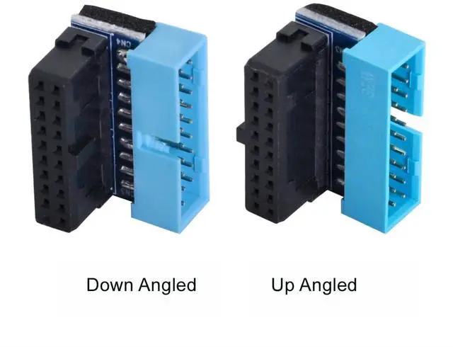 Alt view image 4 of 7 - 1set USB 3.0 20Pin Header Extension Down & Up 90 Degree Angled Male to Female Adapter for Motherboard