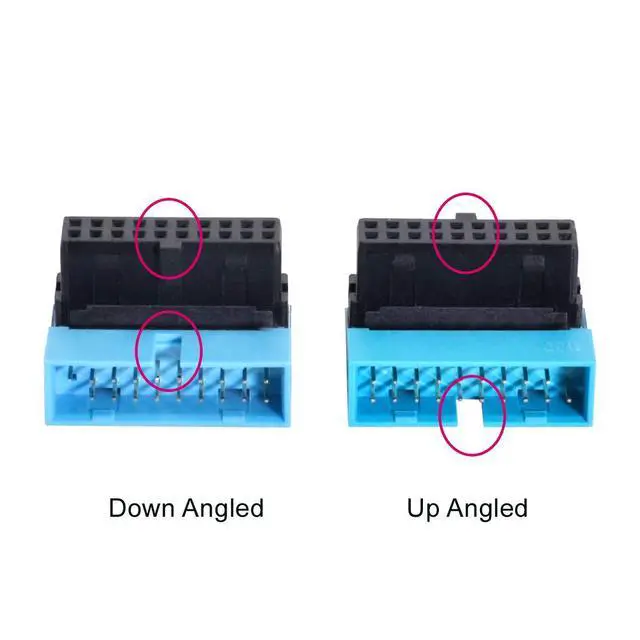 Alt view image 5 of 6 - USB 3.0 20pin Male to Female Extension Adapter Up Down Angled 90 Degree for Motherboard Mainboard (UP Angled)