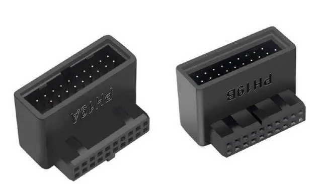 Main image of 1Set USB 3.0 20pin Male to Female Extension Adapter Up & Down Angled 90 Degree Overmold