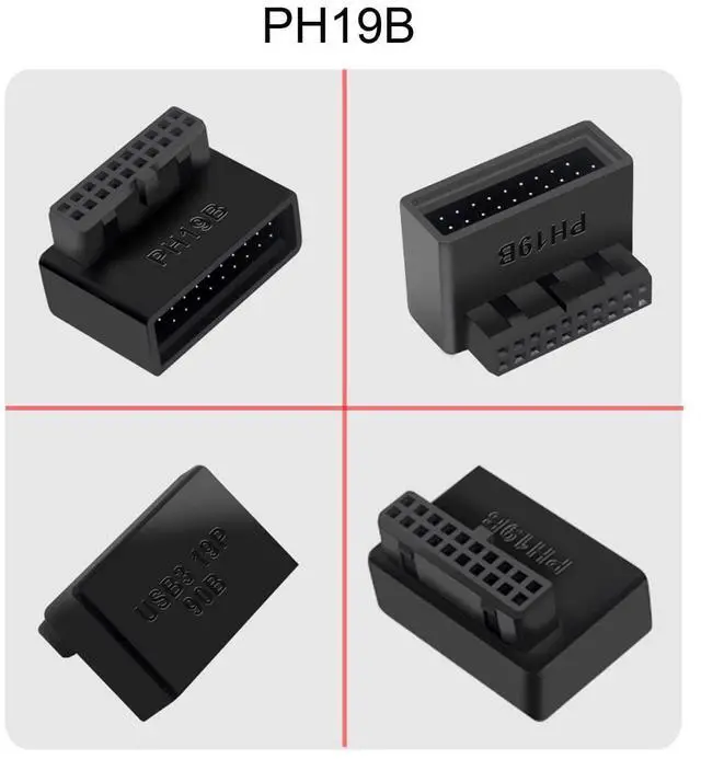 Alt view image 5 of 7 - 1Set USB 3.0 20pin Male to Female Extension Adapter Up & Down Angled 90 Degree Overmold