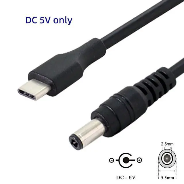 Alt view image 4 of 7 - DC 5V USB 3.1 Type C USB-C to DC 5.5 2.5mm Power Plug Extension Charge Cable for Air Pro 20cm