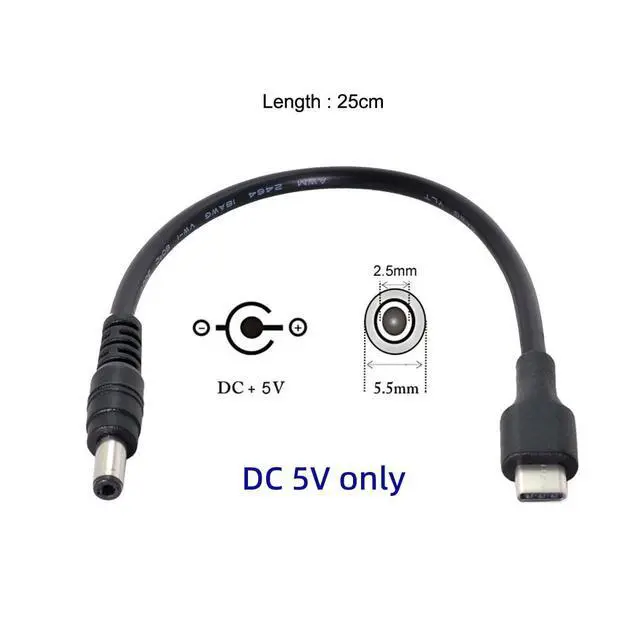 Alt view image 5 of 7 - DC 5V USB 3.1 Type C USB-C to DC 5.5 2.5mm Power Plug Extension Charge Cable for Air Pro 20cm